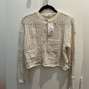 Mango Off-White Knit Cardigan